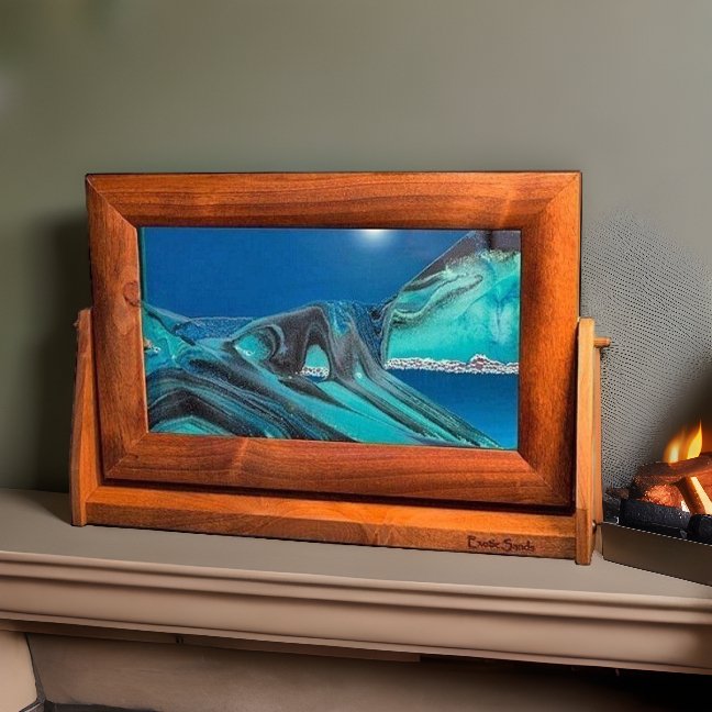 Moving Sand Art Picture Round Glass 3D Deep Sea Sandscape in Motion Display