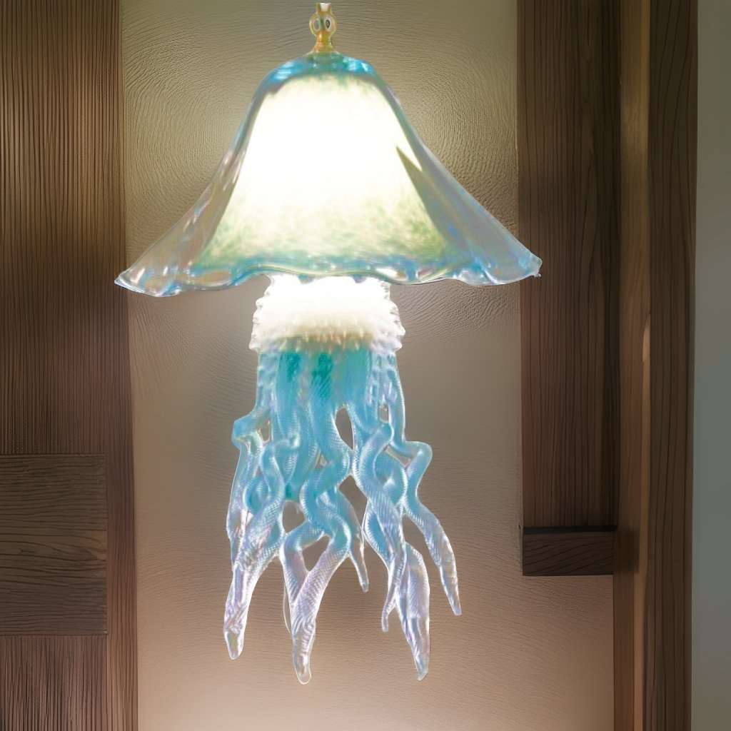 Realistic Jellyfish Double Dome Chandelier in 12 Colors USA Blown Glass - Eclectic Treasures