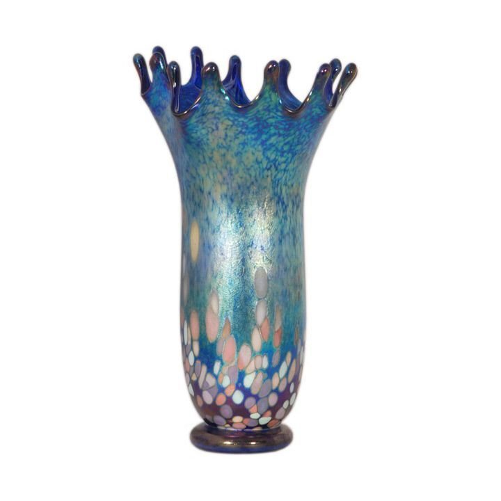 Blue Blown Glass Splash Vase- Eclectic Treasures