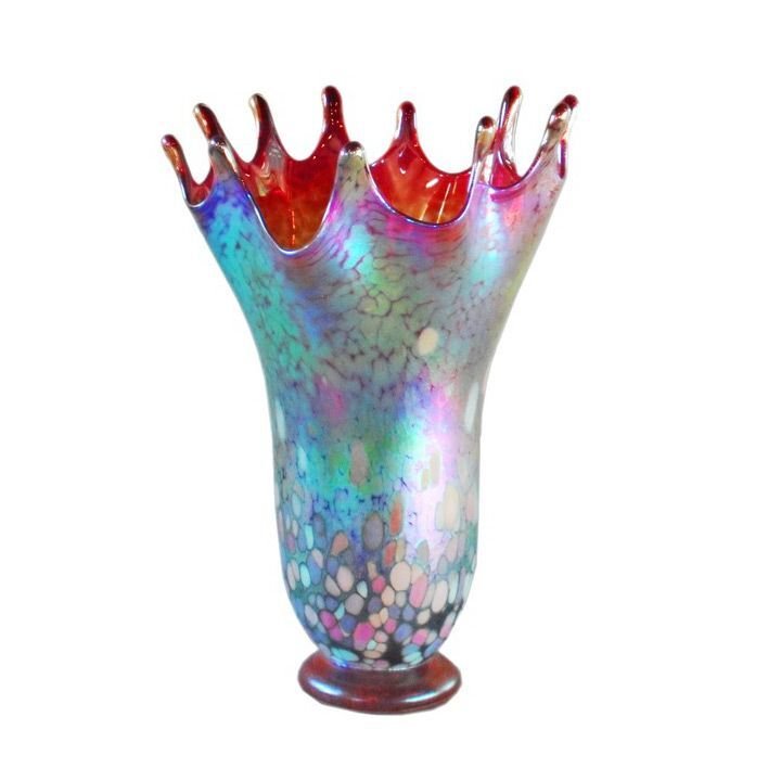 Splash Blown Glass  Vase in Red - Eclectic Treasures