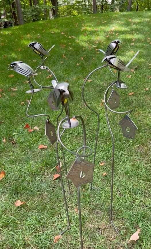 Brew Bird Silverware Kinetic Recycled Garden Art 🦜 - Eclectic Treasures