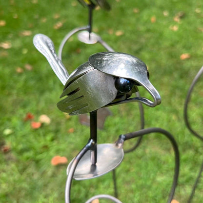 Brew Bird Silverware Kinetic Recycled Garden Art 🦜 - Eclectic Treasures