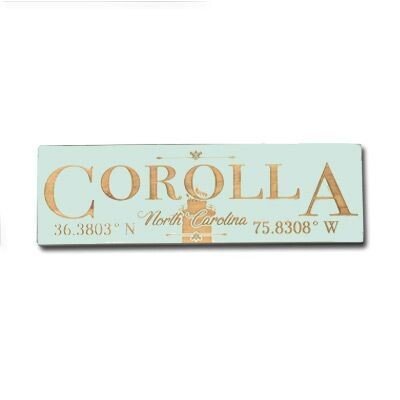 Corolla NC Coordinates Plaque Sea Glass - Eclectic Treasures