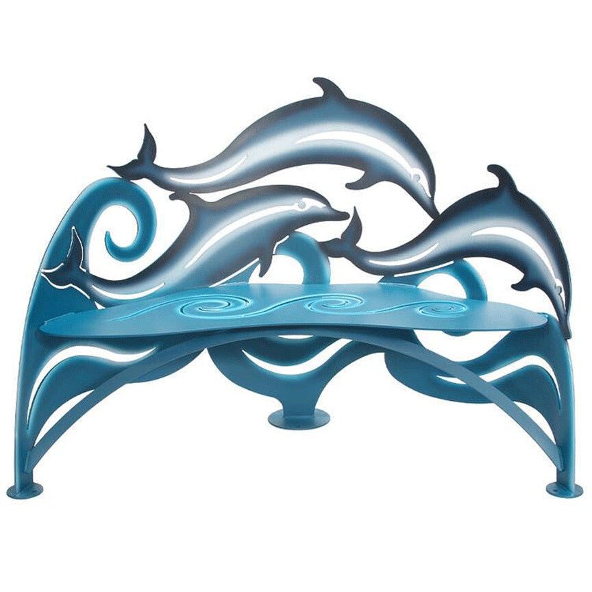 Dolphin Bench Blue and White - Eclectic Treasures