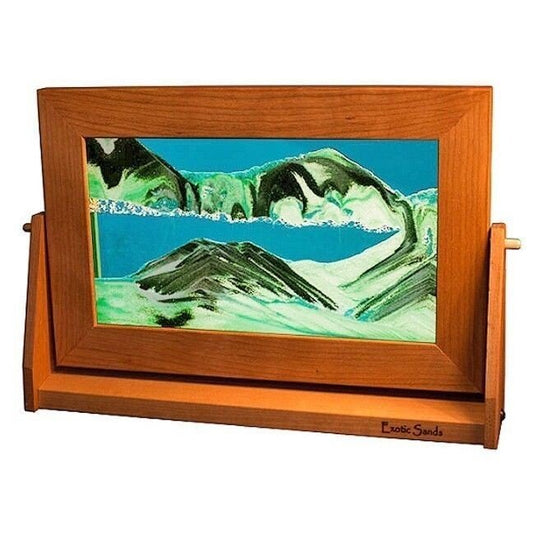 Falling Sand Art Pictures Turquoise Cherry Wood Frame Lg. - Eclectic Treasures