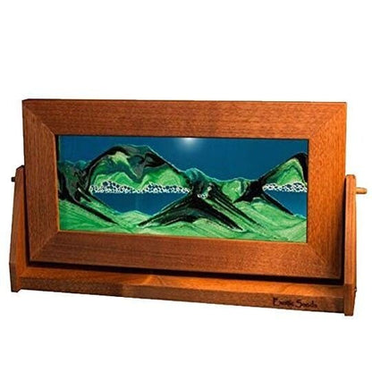 Flowing Sand Picture Art Med. Turquoise In Alder Frame - Eclectic Treasures