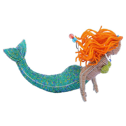 Hand Beaded Hanging Mermaid with Red Hair - Eclectic Treasures