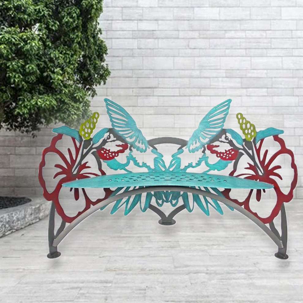 Hummingbird Bench by Cricket Forge - Industrial Park Bench - Eclectic Treasures