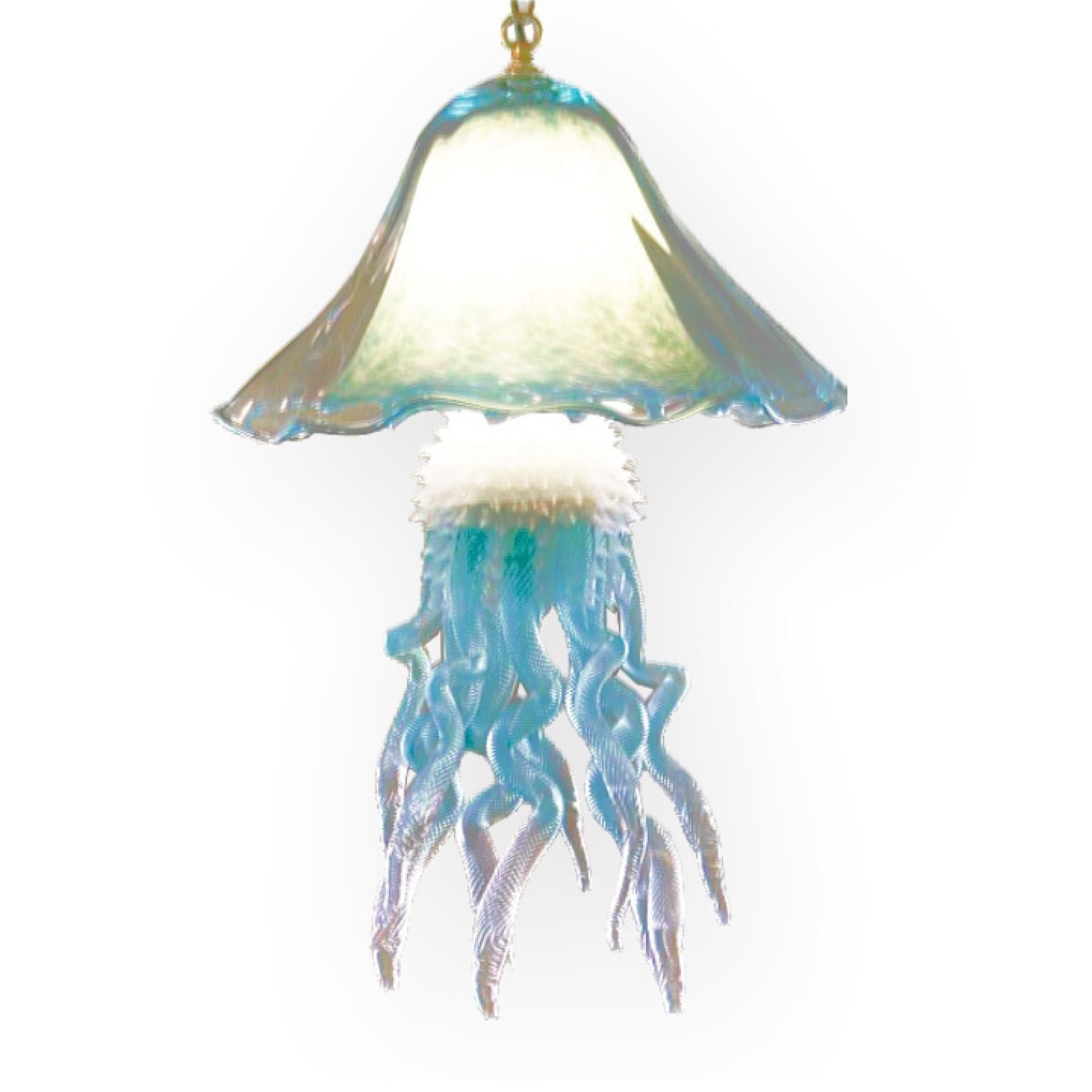 Jellyfish Chandelier Double in Teal USA Blown Glass - Eclectic Treasures