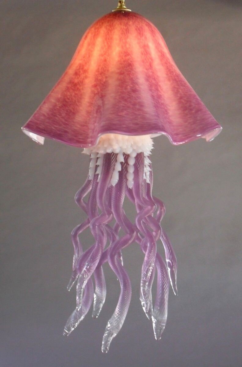Jellyfish Chandelier in Lavender USA Blown Glass - Eclectic Treasures