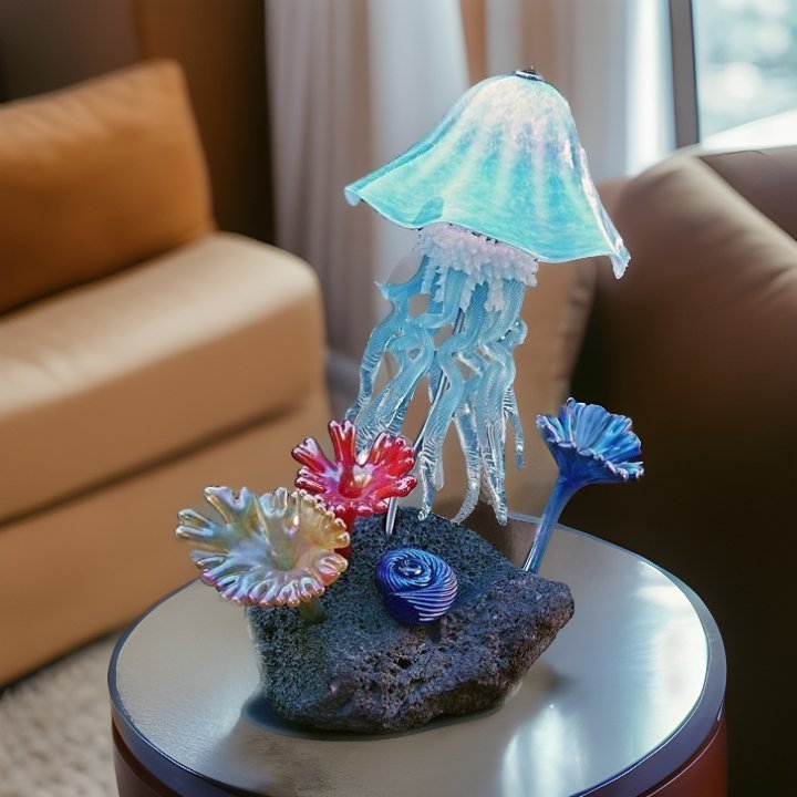 Jellyfish Lamp Reef Sculpture Hand Blown Art Glass Lighting in 12 Colors
