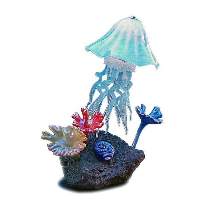 Jellyfish Lamp Reef Sculpture Hand Blown Art Glass Lighting in 12 Colors - Eclectic Treasures