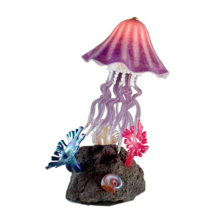 Jellyfish Lamp Reef Sculpture Hand Blown Art Glass Lighting in 12 Colors - Eclectic Treasures