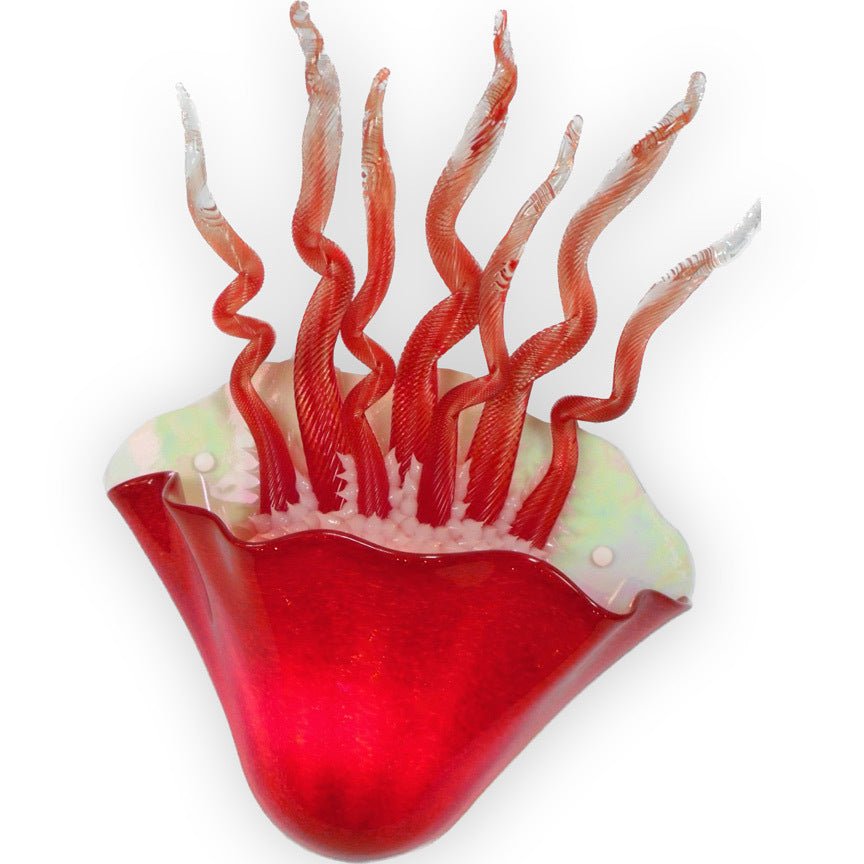 Jellyfish Wall Sconce Blown Art Glass‎ in Red - Eclectic Treasures