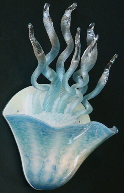 Jellyfish Wall Sconce Blown Art Glass‎ in Teal - Eclectic Treasures