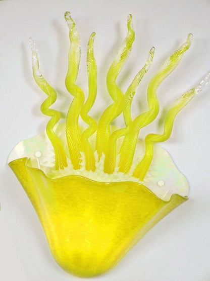 Jellyfish Wall Sconce Blown Art Glass‎ in Yellow - Eclectic Treasures