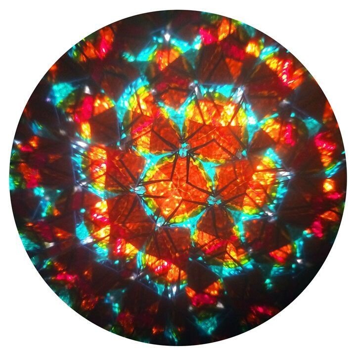 Kaleidoscope Stained Glass Black Iridescent Double Wheel - Eclectic Treasures