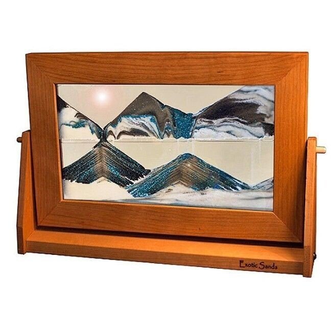 Lg. Sand Art Picture In Cherry Frame Arctic Glacier Clear - Eclectic Treasures