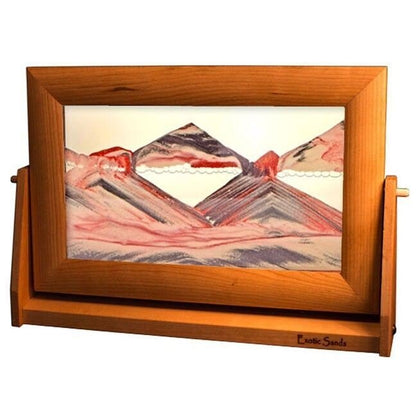 Moving Sand Pictures Lg Red Volcanic Clear in Cherry Wood Frame - Eclectic Treasures