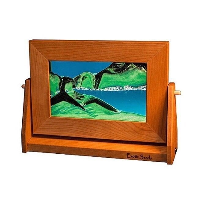 Sand Art Picture Cherry Wood Turquoise Sm. - Eclectic Treasures