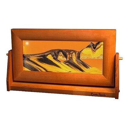 Sand Art Picture Orange In Med. Cherry Wood Frame - Eclectic Treasures
