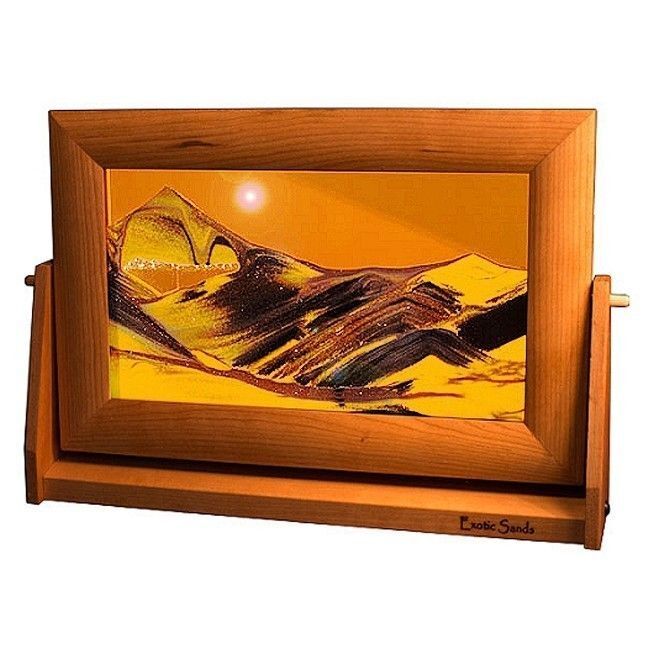 Sand Art Picture Sunset Orange Alder Wood Frame Lg. - Eclectic Treasures