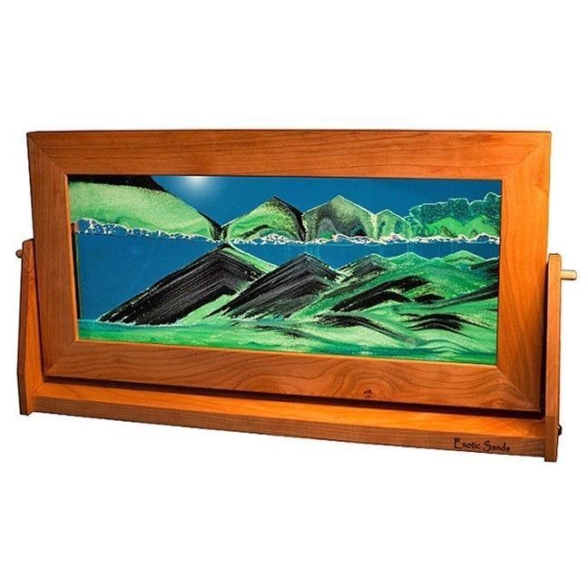Sand Art Picture X-Large Summer Turquoise Cherry Wood Frame - Eclectic Treasures