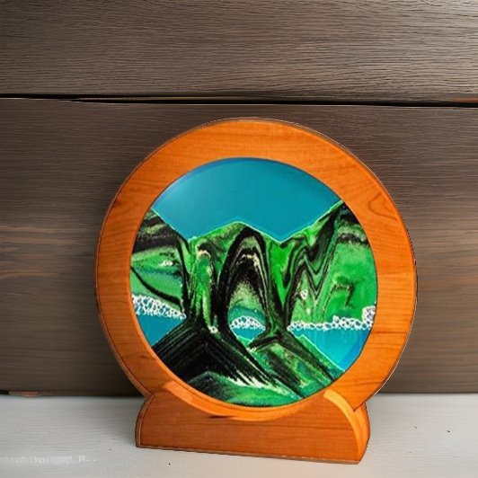 Sand Picture Round Cherry Wood Summer Turquoise Lg