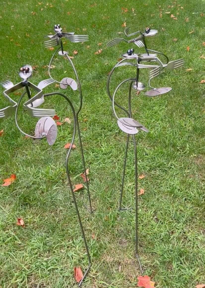 🐸 Tipsy Toad Silverware Kinetic Recycled Garden Art - Eclectic Treasures