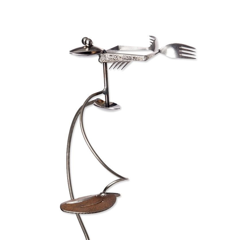 🐸 Tipsy Toad Silverware Kinetic Recycled Garden Art - Eclectic Treasures