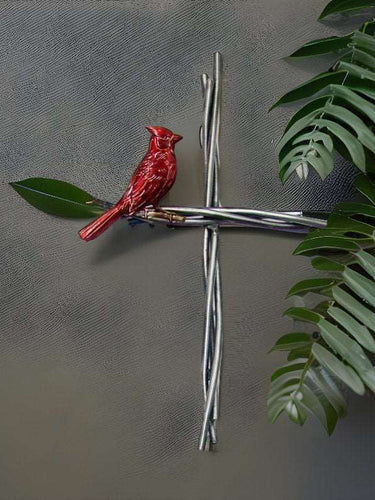 Cardinal Vine Cross Collection - 4 Unique Designs - Iron Chinchilla Patrick Neuwirth Wall Cross - Eclectic Treasures