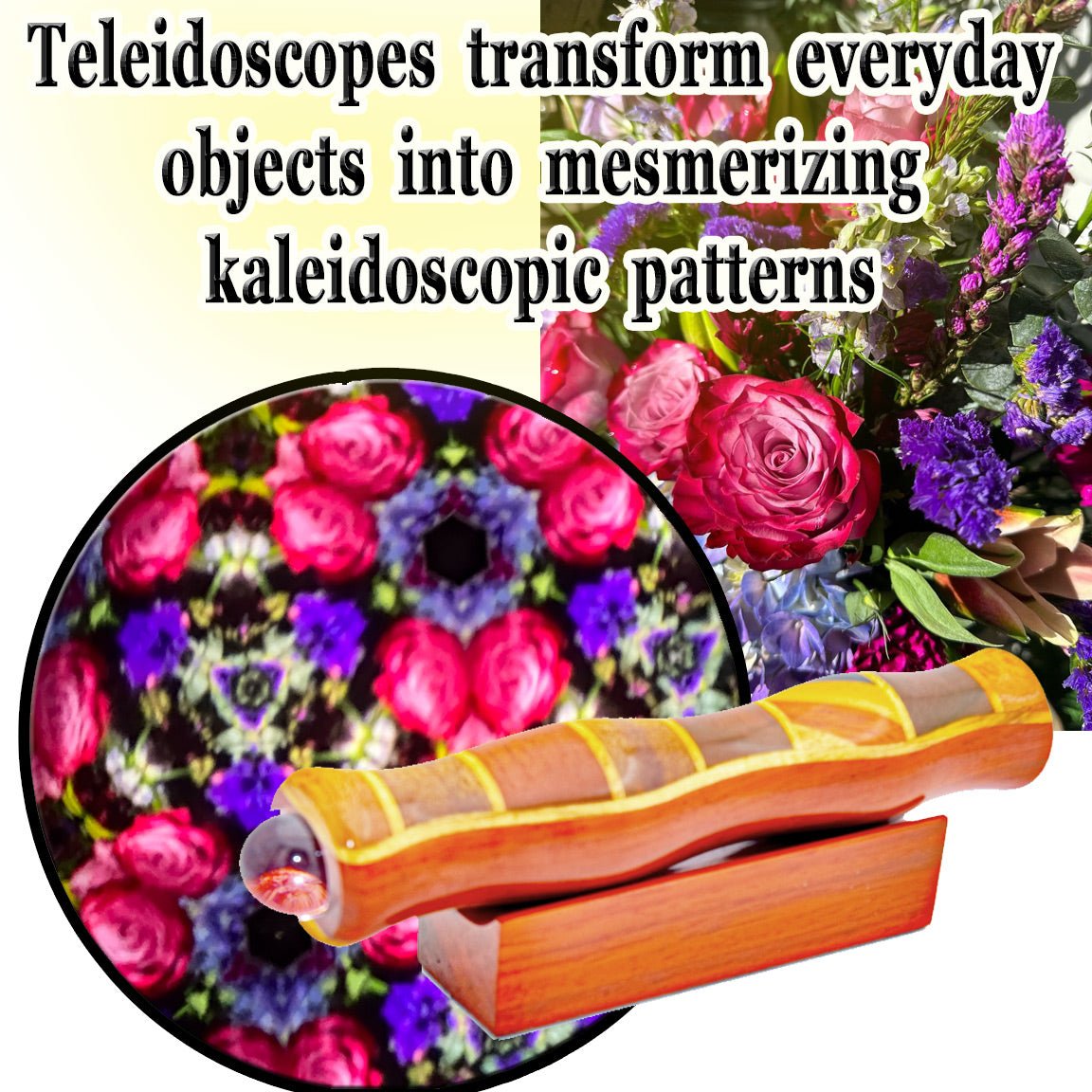 Wooden Teleidoscope Marquetry Pattern 5 1/2 Kaleidoscope - Eclectic Treasures