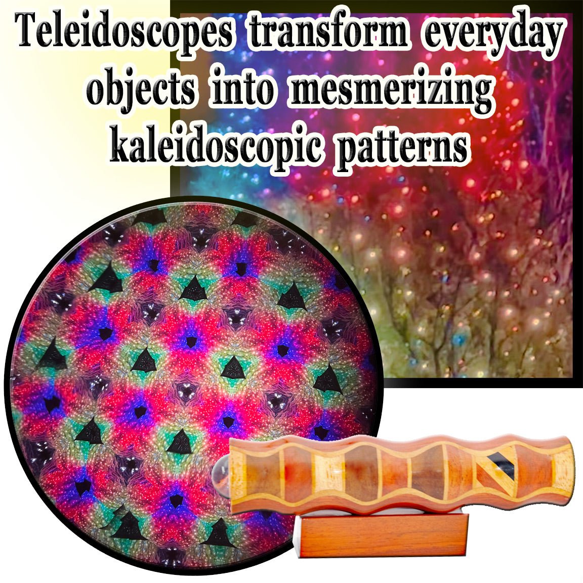 Wooden Teleidoscope Marquetry Pattern 7" - Kaleidoscope - Eclectic Treasures